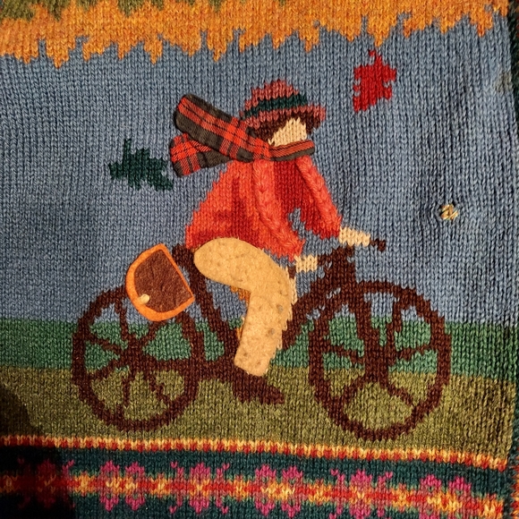 Autumn Novelty Shetland wool cardigan sweater xl - Picture 3 of 5